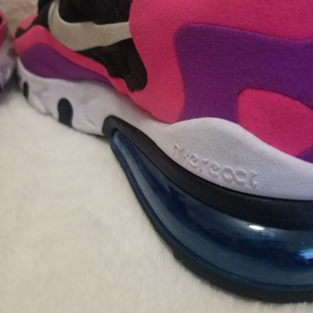 Nike women air max 270 react Pink/Blue/Black - Picture 5 of 7